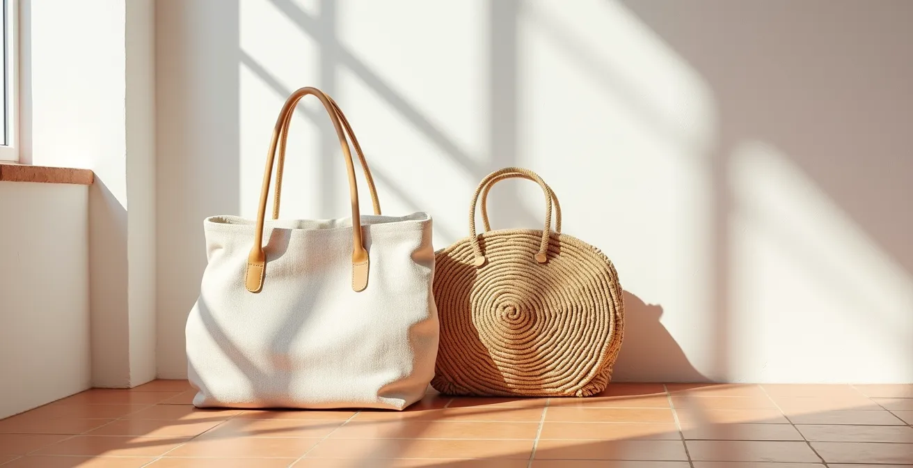 Bolsas hechas de velas de barco recicladas y fibras de esparto español