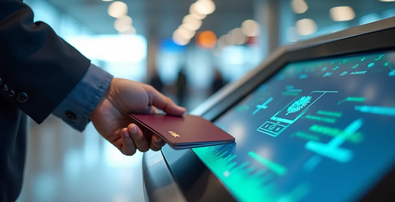 Quiosco digital de validación tax free en terminal de aeropuerto