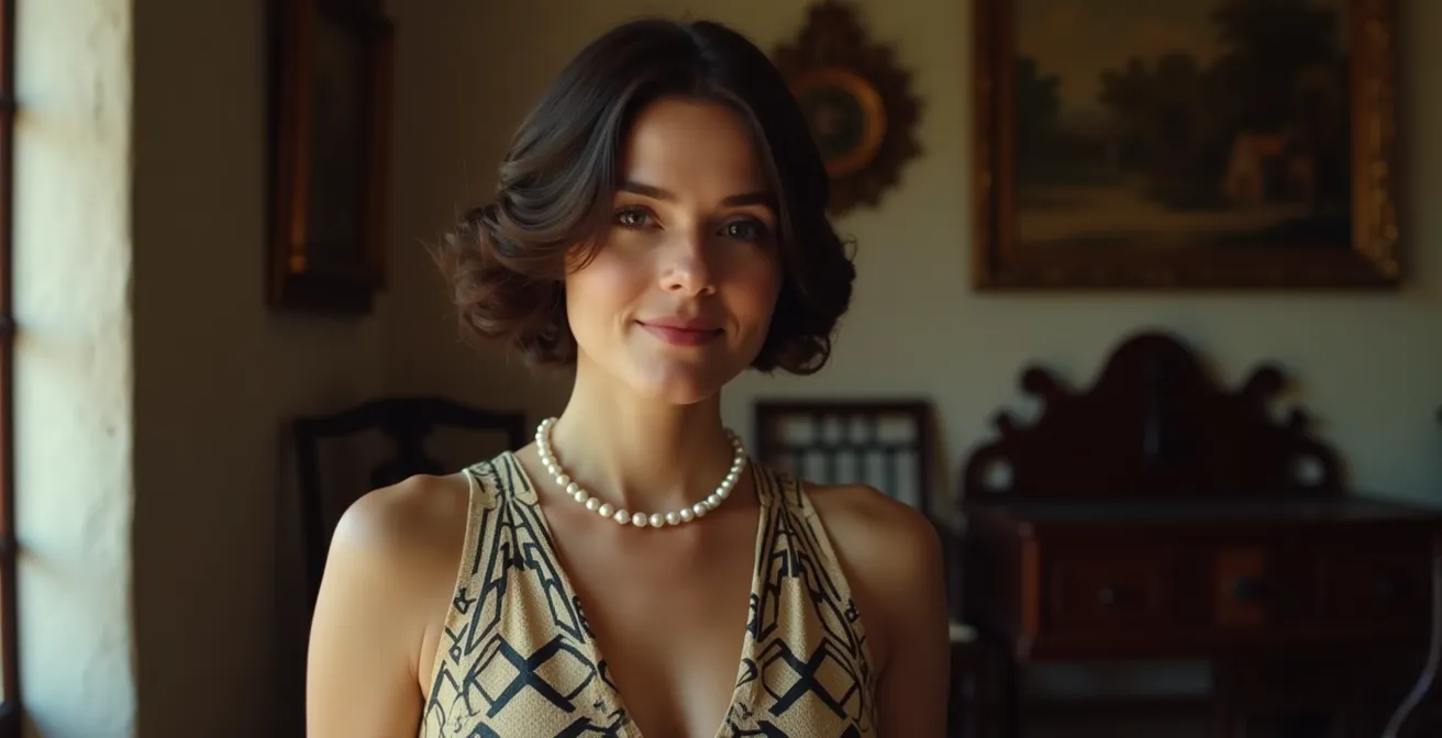 Retrato de mujer española de los años 20 con vestido estilo garçonne sin corsé